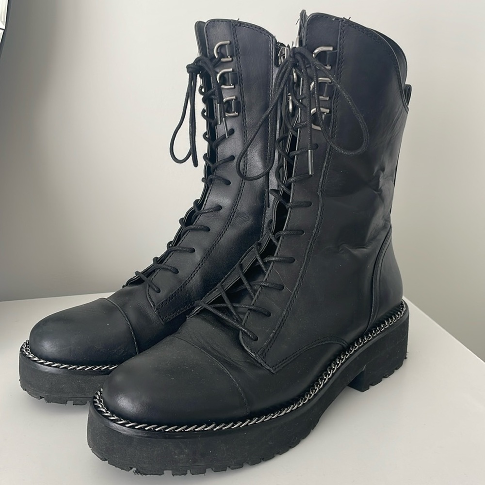Sam Edelman Lenley combat boot, black, leather size 39/9